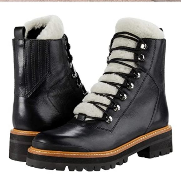 x SOLD x MARC FISHER | Izzie Boot Shearling Leather Black 7 M NWOT - Picture 8 of 16